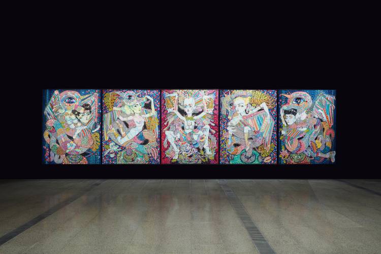 Del Kathryn Barton, the highway is a disco, National Gallery of Victoria, Installation view 6